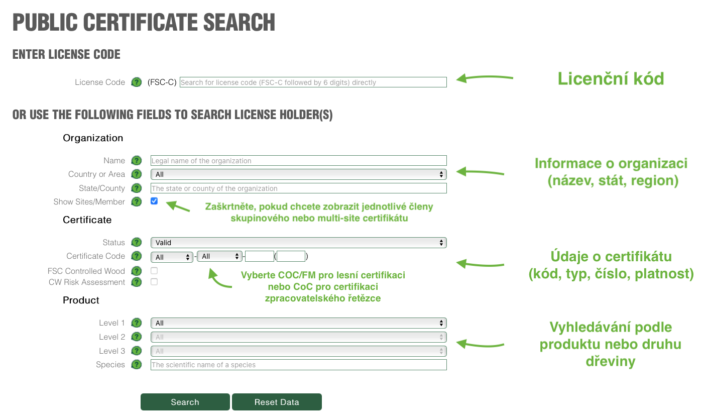 a guide to operate the FSC certificate database